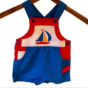 Baby Kisses Vintage Boat Overalls Size 12 Months